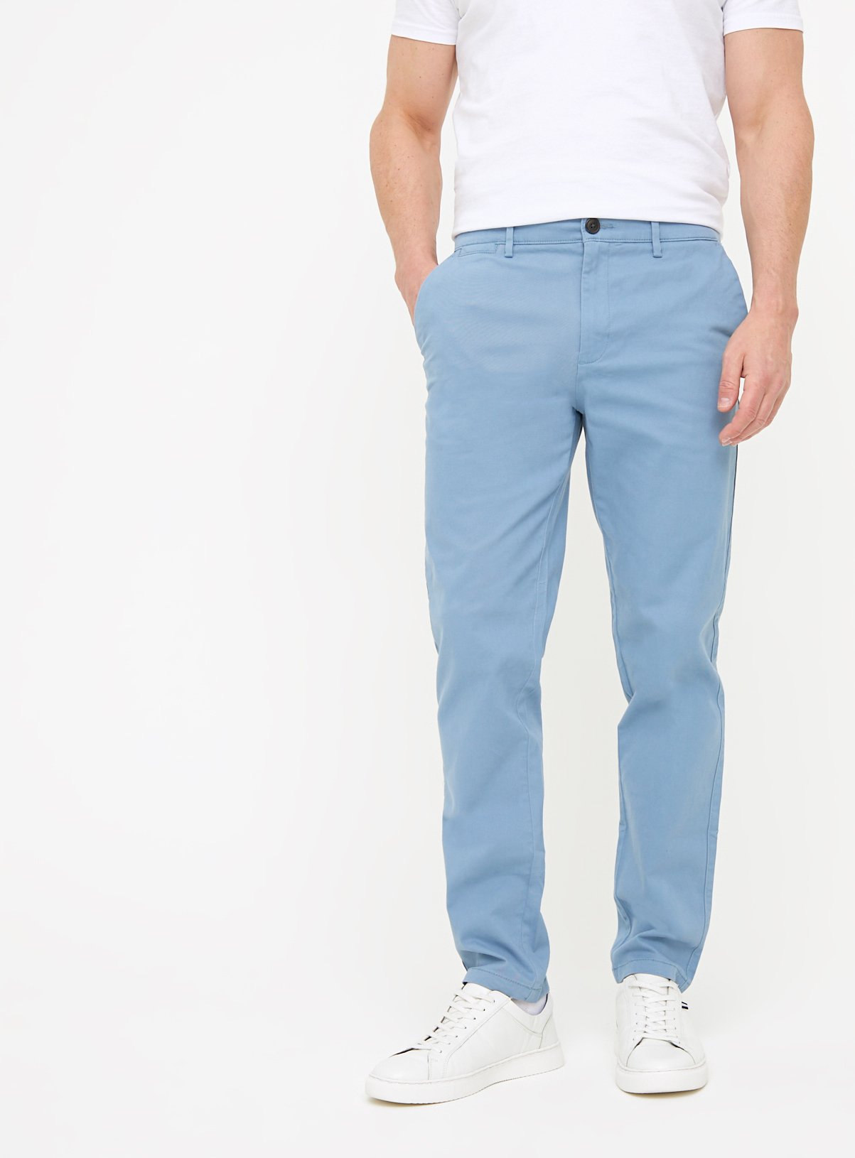 Light Blue Skinny Fit Chino Trousers  44L - Image 1 thumbnail